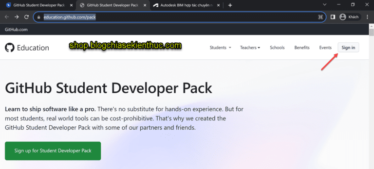 Cách login vào tài khoản GitHub Student Developer Pack