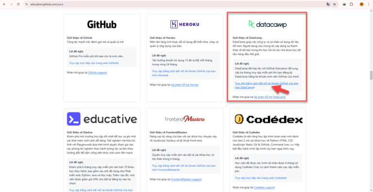 Nhận miễn phí 3 tháng Datacamp Premium trên Github Student